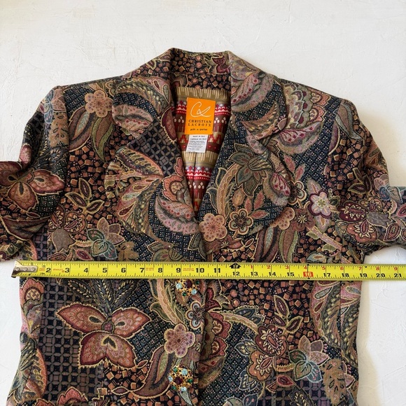 Vintage Christian Lacroix paisley tapestry blazer with rhinestone buttons Sz 10 - Picture 12 of 12